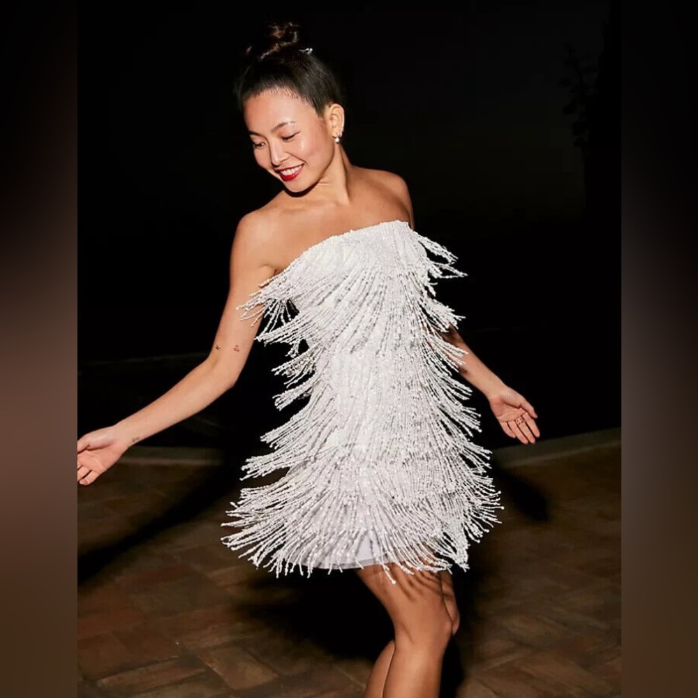 BHLDN Arabella Mini Sequin Fringe Dress